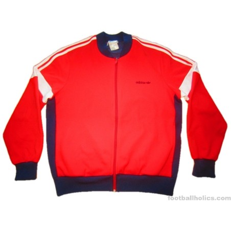 1980s Adidas Vintage 'Trefoil' Red & Navy Tracksuit Top