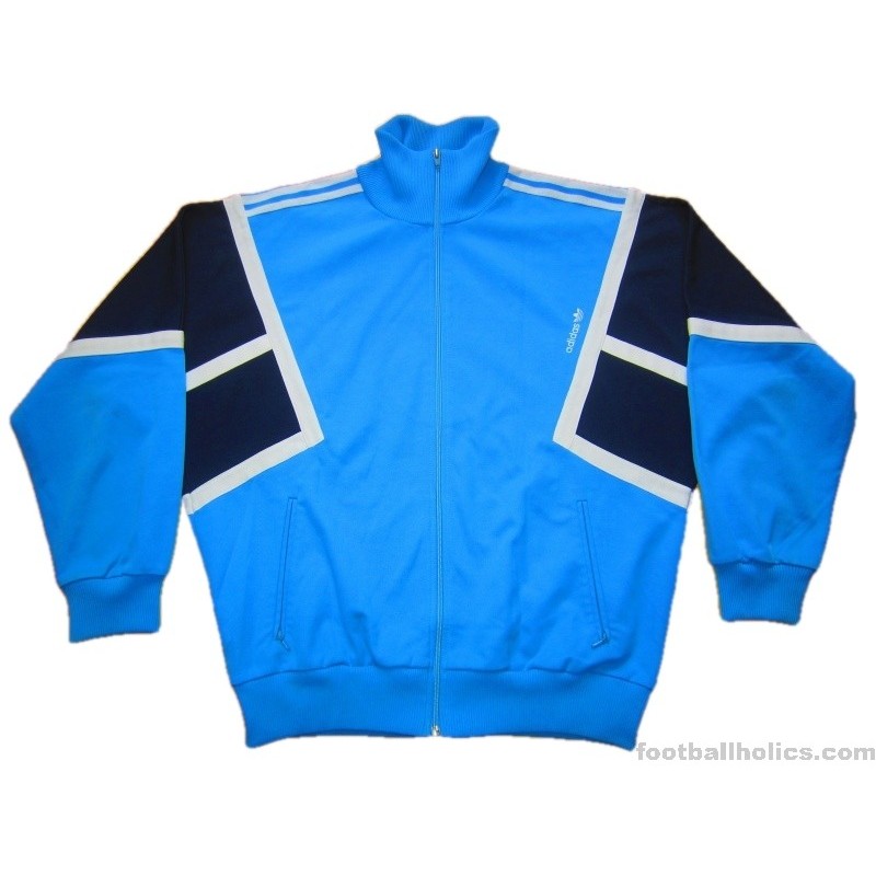 1980s Adidas Vintage 'Trefoil' Blue Tracksuit Top