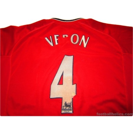 2001/2002 Manchester United Match Issue Veron 4 Home