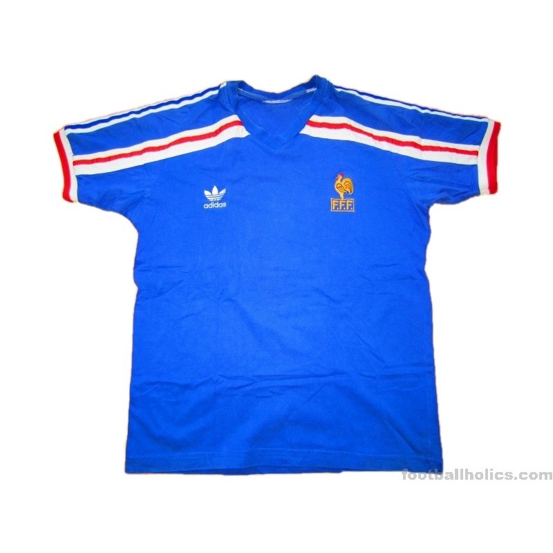 FRANCE 1985 1990 HOME FOOTBALL SHIRT SOCCER JERSEY LONG SLEEVE ADIDAS sz S