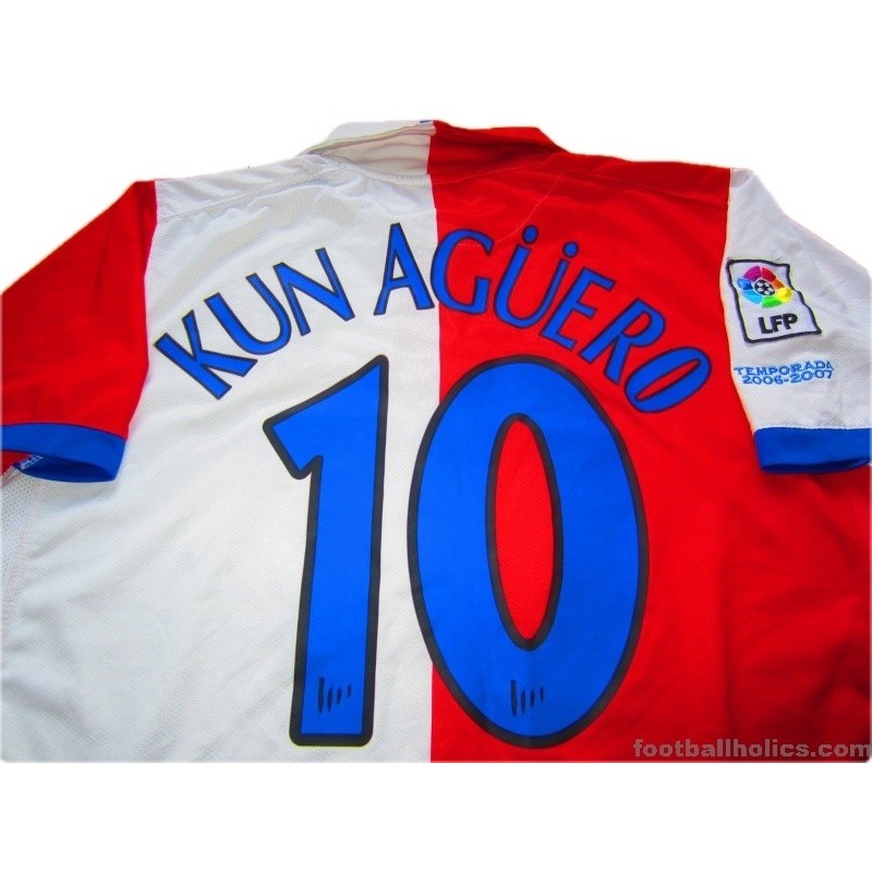 2006-07 Atletico Madrid Kun Aguero 10 Home Shirt