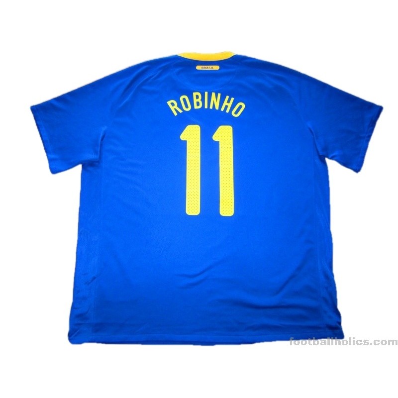 BRAZIL 2010 2011 HOME FOOTBALL SHIRT SOCCER JERSEY NIKE #11 ROBINHO sz S  MEN