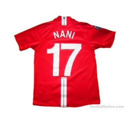 2008-09 Manchester United Nani 17 Champions League Home Shirt