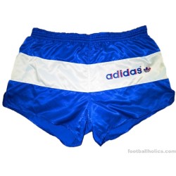 1980s Adidas Vintage 'Trefoil' Blue White Nylon Shorts