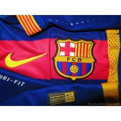 2015-16 FC Barcelona Player Issue Home Shirt