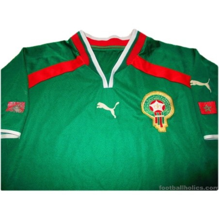 MAROC Maillot 2000 2002 Home Bassir 14 Vintage 00s Rouge Vert CAF Morocco  Football Replica Homme - Gabba Vintage