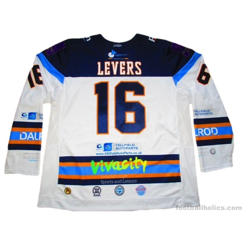 2015-16 Peterborough Phantoms 'Playoff Champions' Home Jersey Match Worn Levers #16