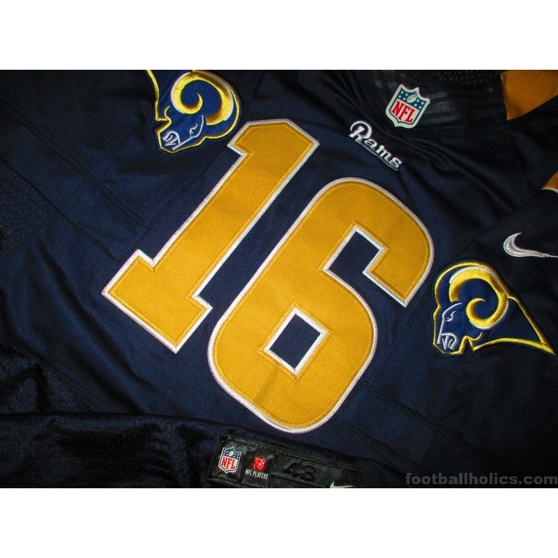 NFL LA Rams 16 GOFF White/Gold/Navy Blue Football Jersey Men's 2XL NFL  on Field