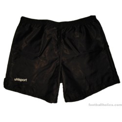 1990s Uhlsport Vintage Black Shiny Nylon Shorts
