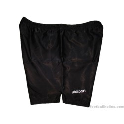 1990s Uhlsport Vintage Black Shiny Nylon Shorts