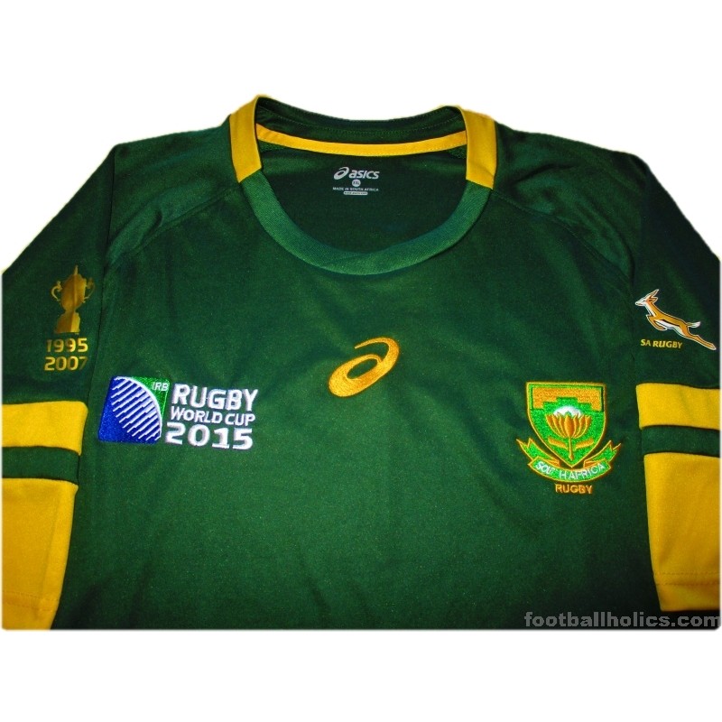 2015 South Africa Rugby Asics 'World Cup' Pro Home Shirt