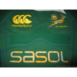 2008-09 South Africa Rugby Canterbury Player Issue Test Home Jersey