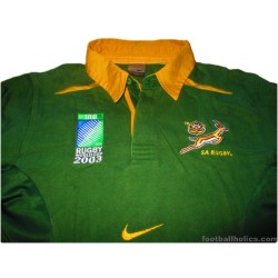 2003 South Africa Rugby 'World Cup' Nike Home L/S Jersey