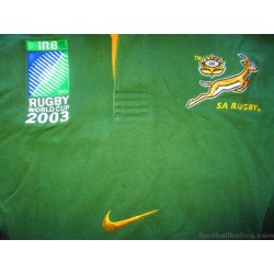 2003 South Africa Rugby 'World Cup' Nike Home L/S Jersey