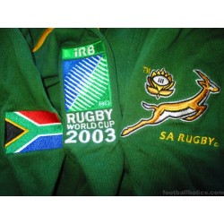 2003 South Africa Rugby 'World Cup' Nike Home L/S Jersey