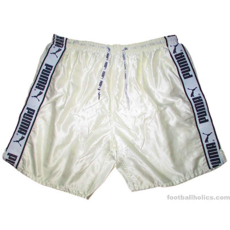 1980s Puma Vintage White Shiny Nylon Shorts